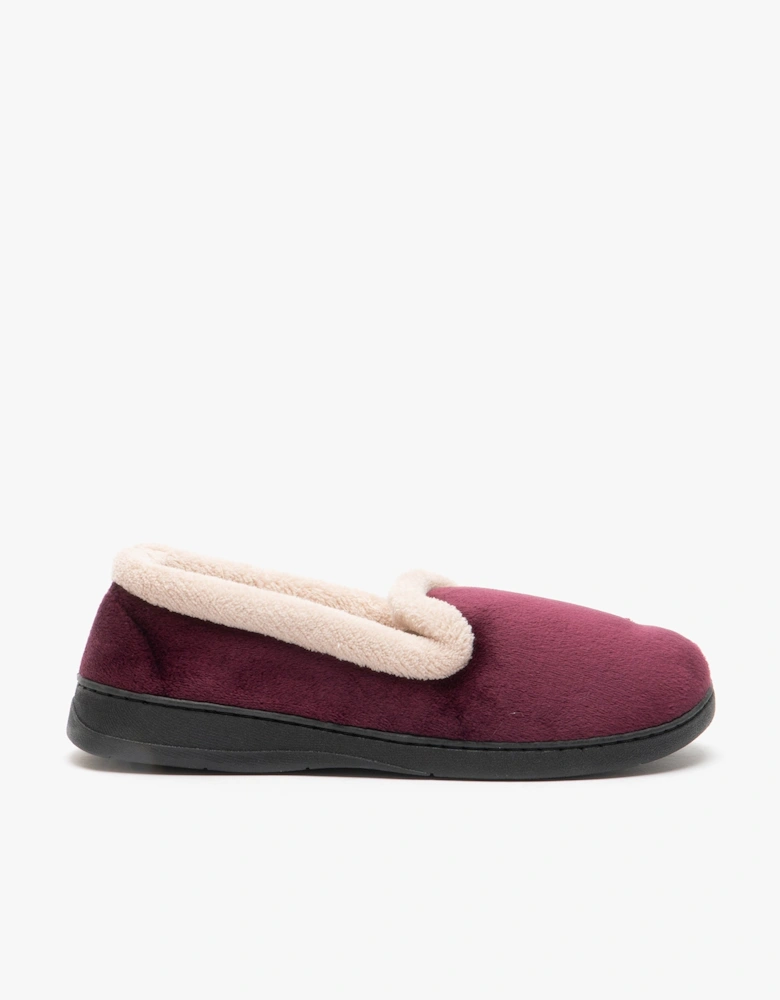 Jo & Joe CASHMERE Womens Velour Full Slippers Burgundy