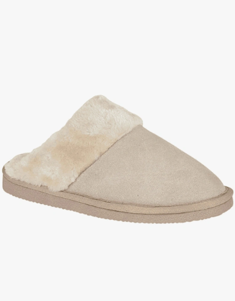 KELSEI Womens Suede Mule Slippers Stone