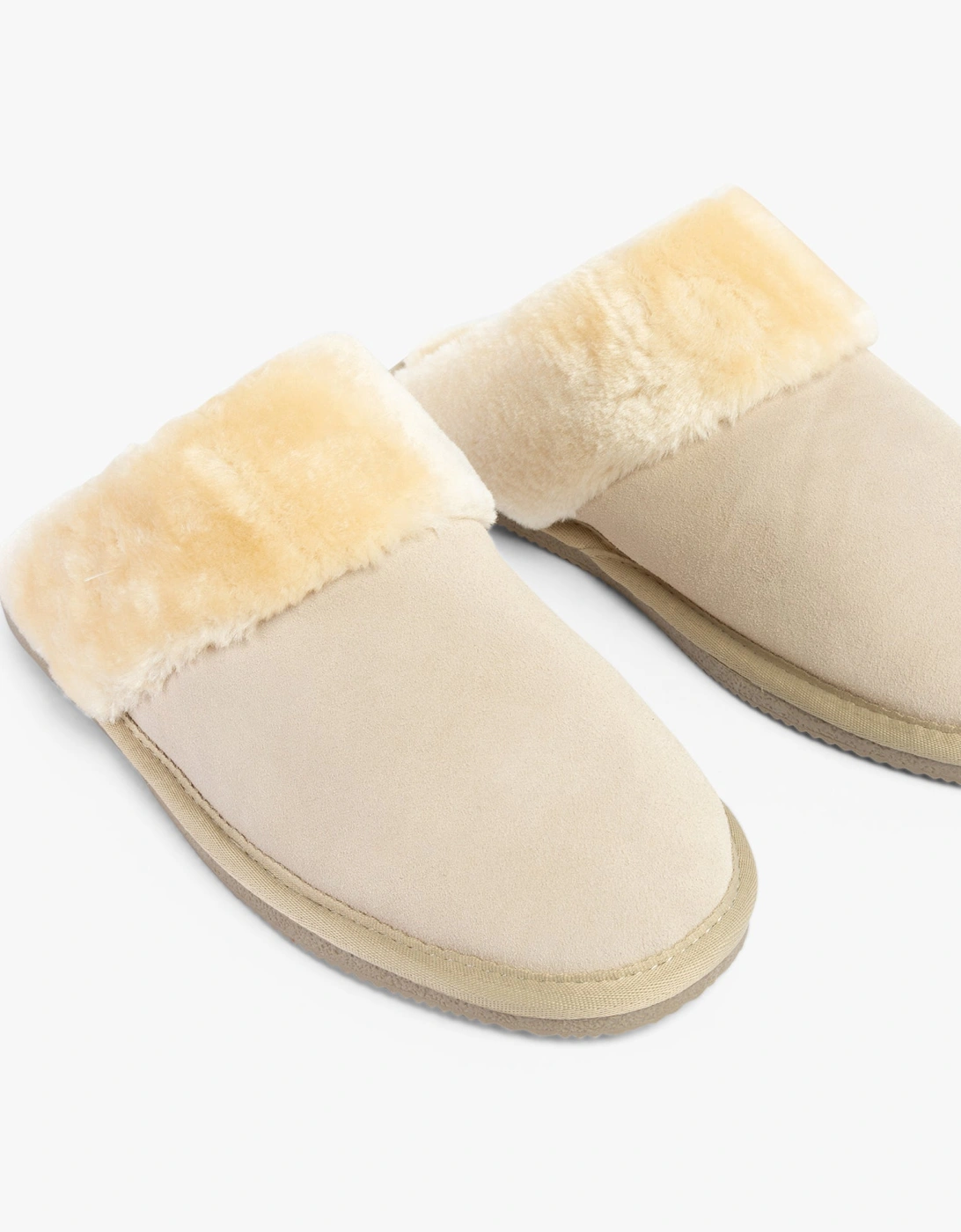 KELSEI Womens Suede Mule Slippers Stone