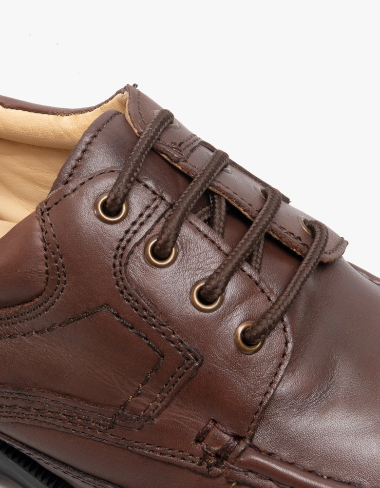 DYLAN Mens Leather Lace Up Apron Shoes Brown