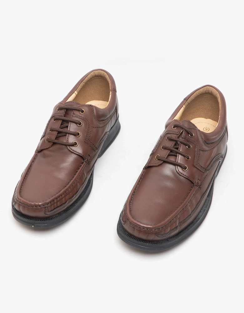 DYLAN Mens Leather Lace Up Apron Shoes Brown