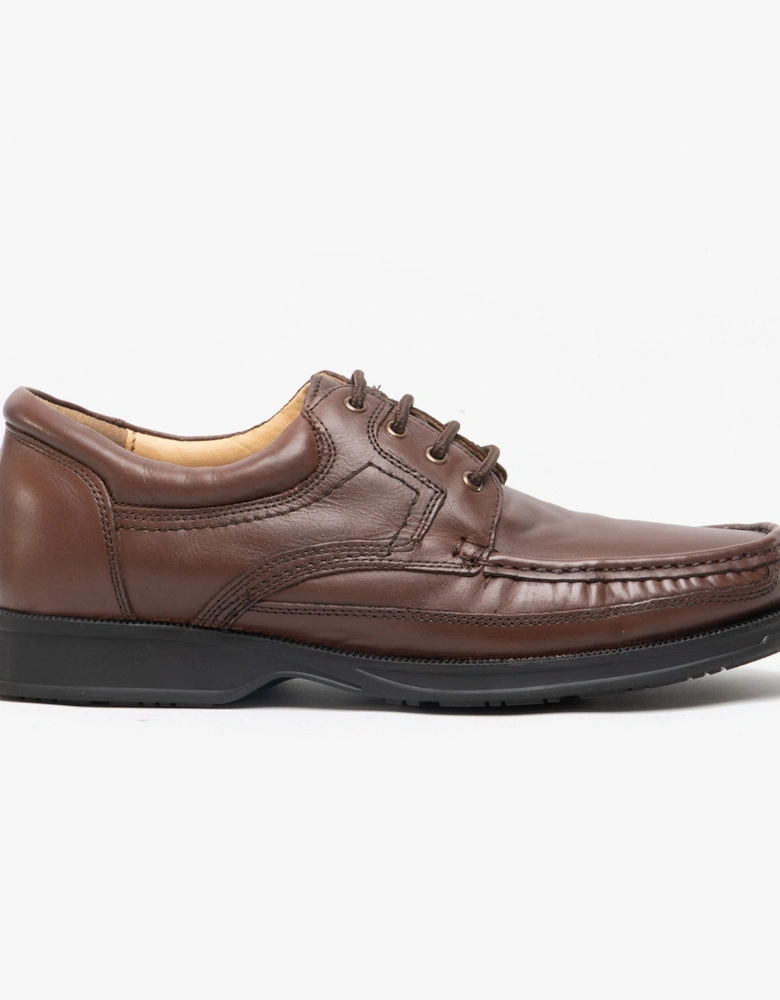 DYLAN Mens Leather Lace Up Apron Shoes Brown