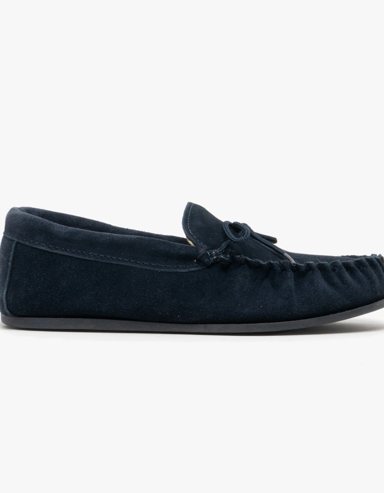 LILY Womens Moccasin Slippers Navy