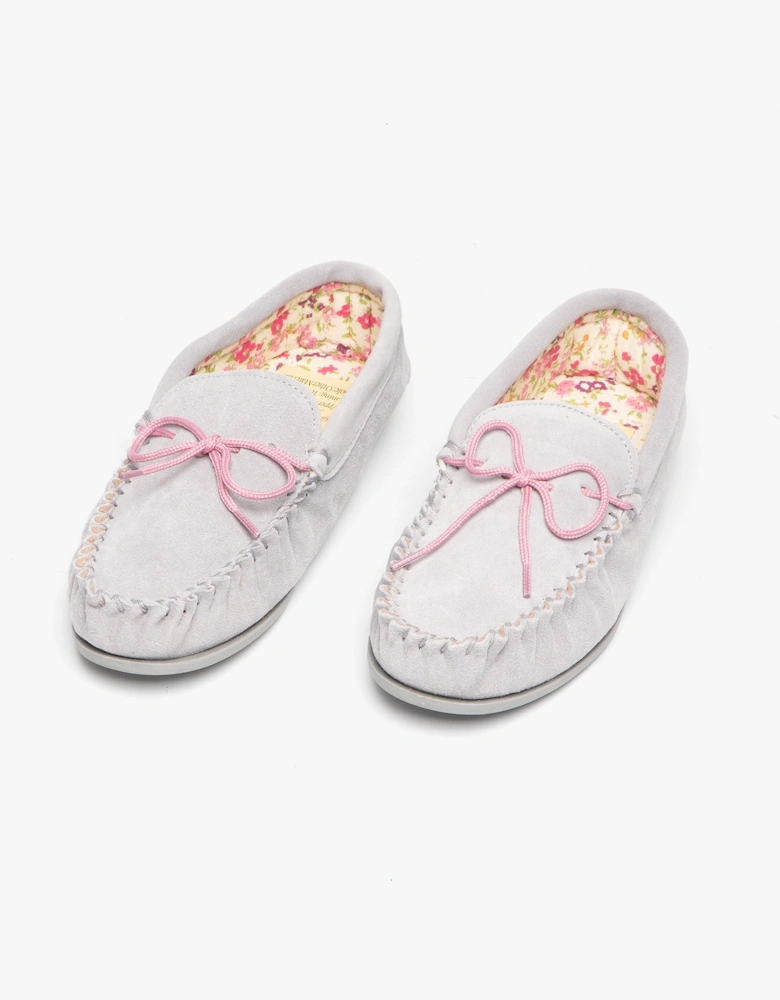 LILY Womens Moccasin Slippers Grey