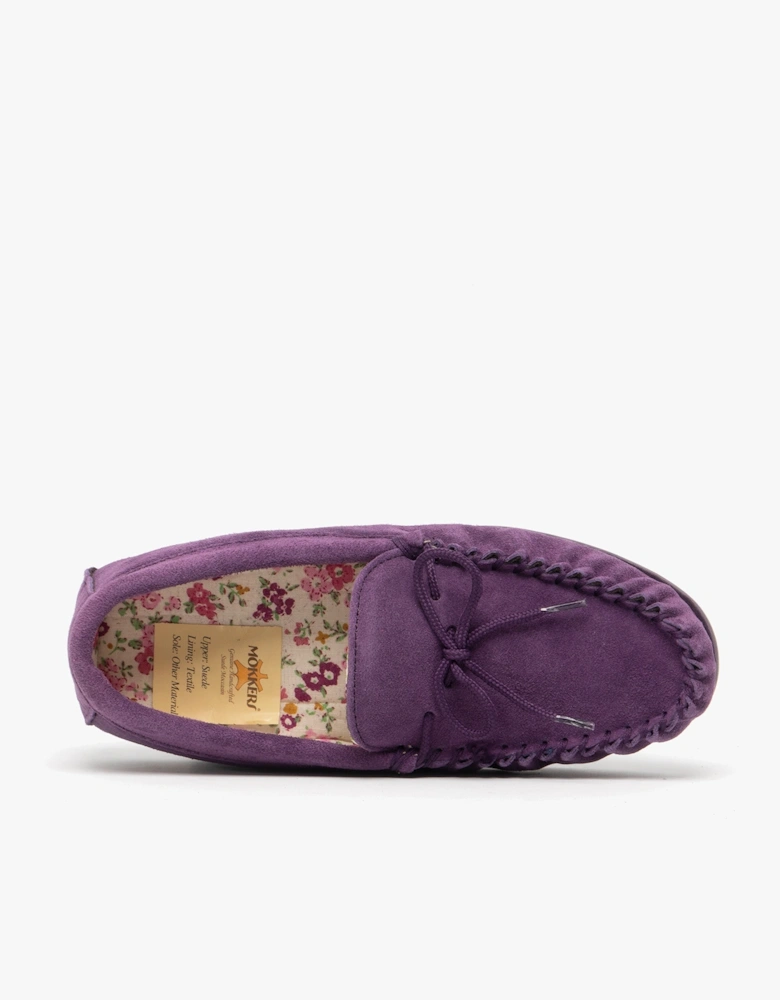 LILY Womens Moccasin Slippers Purple