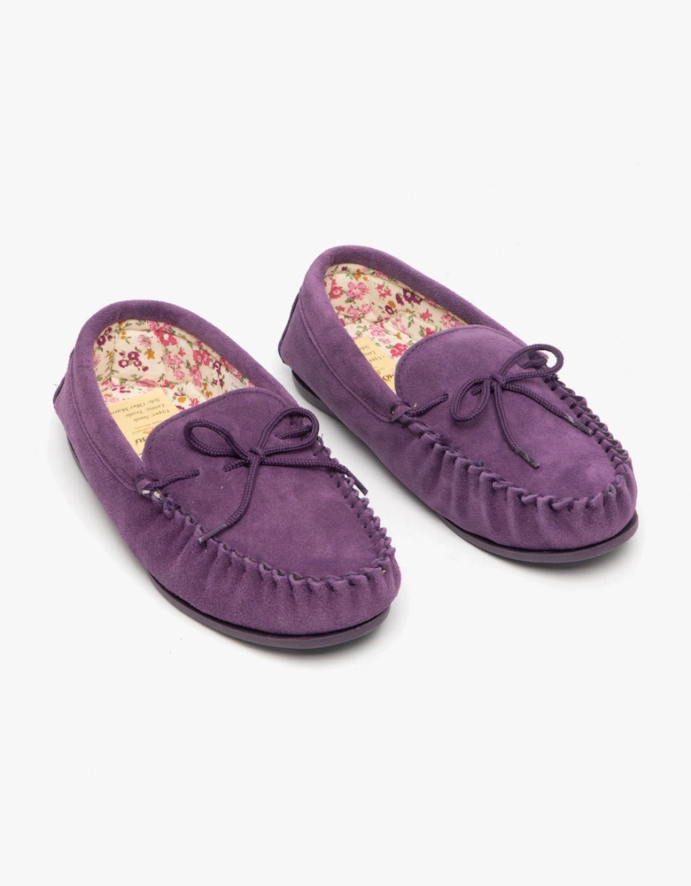 LILY Womens Moccasin Slippers Purple