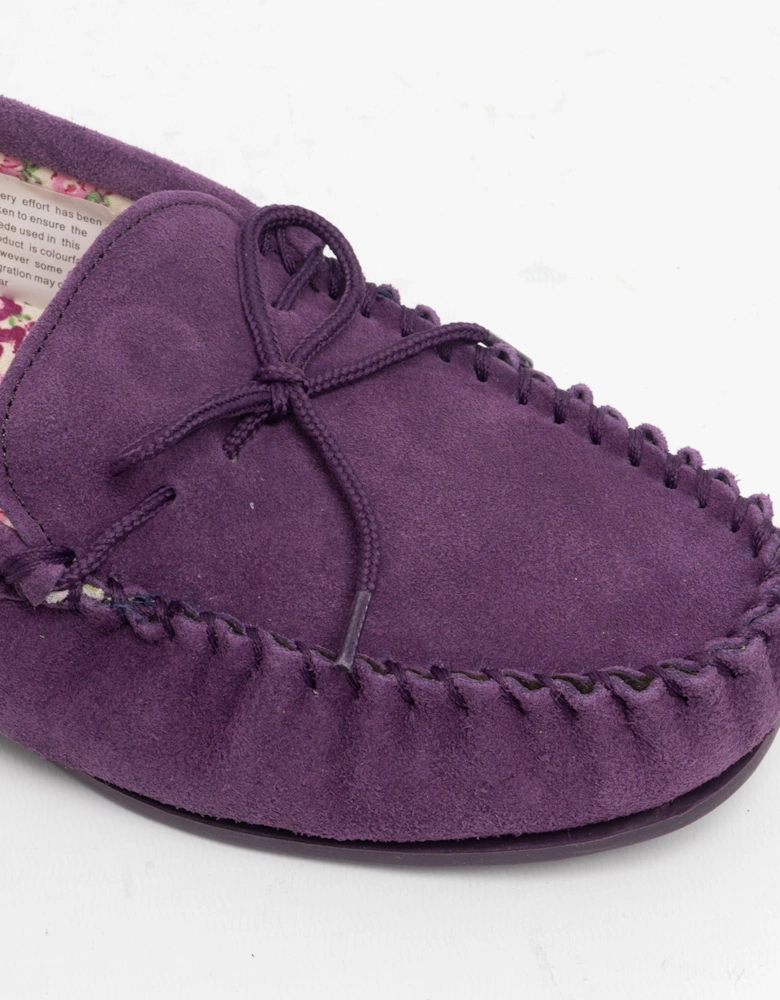 LILY Womens Moccasin Slippers Purple