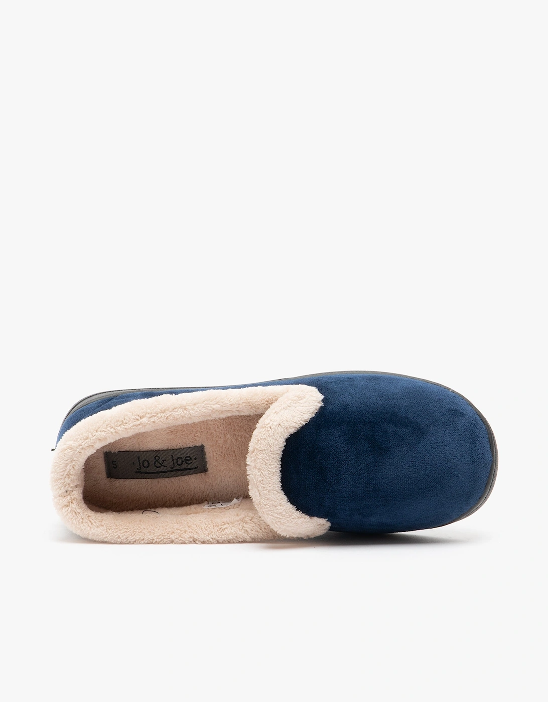 Jo & Joe CASHMERE Womens Velour Full Slippers Navy