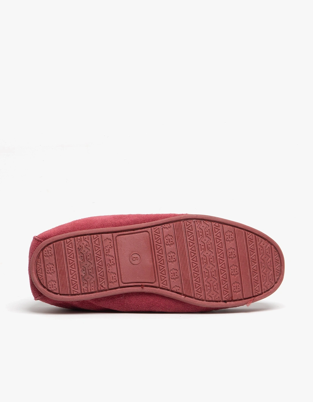 LILY Womens Suede Moccasin Slippers Crimson