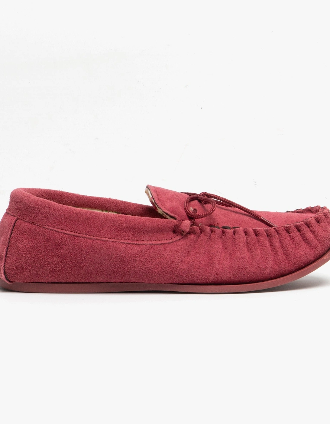 LILY Womens Suede Moccasin Slippers Crimson, 7 of 6