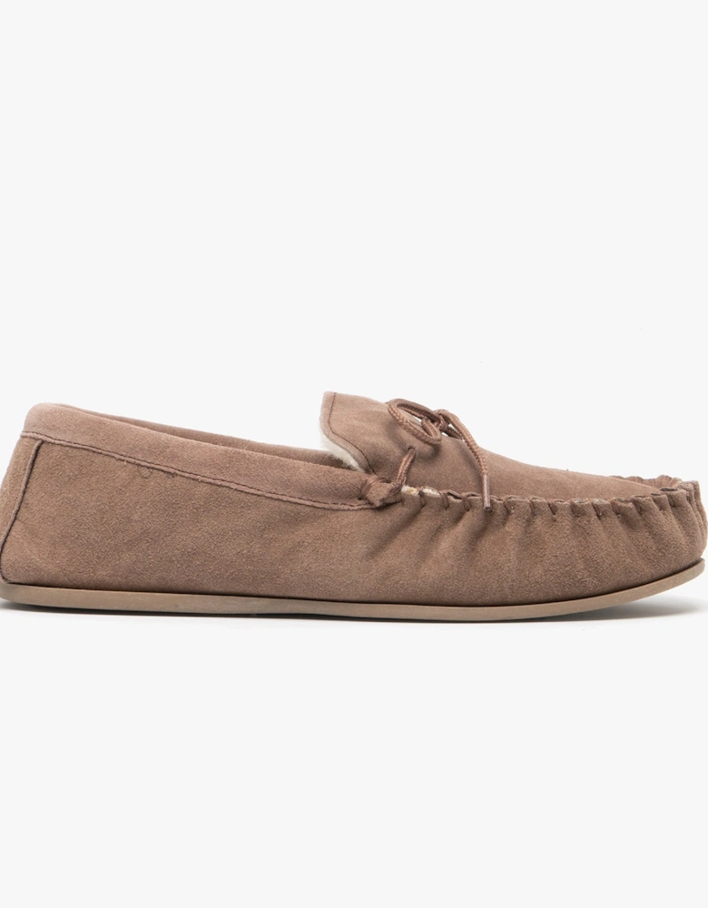 OLIVER Mens Moccasin Slippers Dark Camel