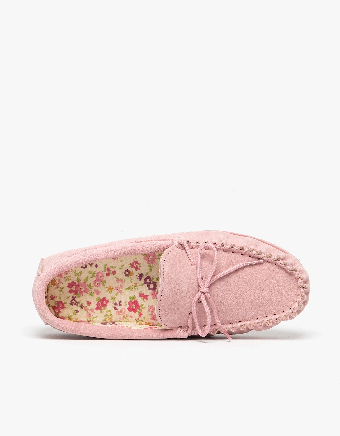 LILY Womens Suede Moccasin Slippers Pink