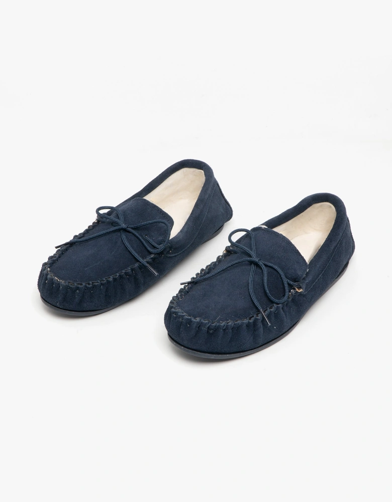 OLIVER Mens Moccasin Slippers Navy