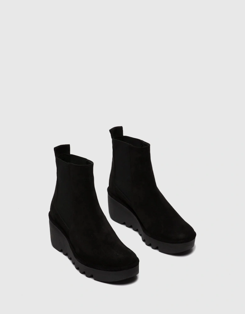 BAGU233FLY Womens Chelsea Boots Black Suede