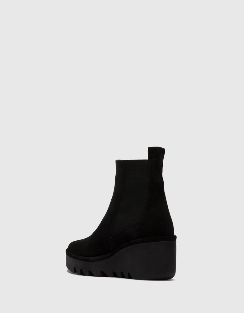 BAGU233FLY Womens Chelsea Boots Black Suede