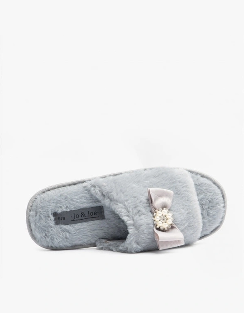 Jo & Joe EMPRESS Womens Open Toe Mule Slippers Grey