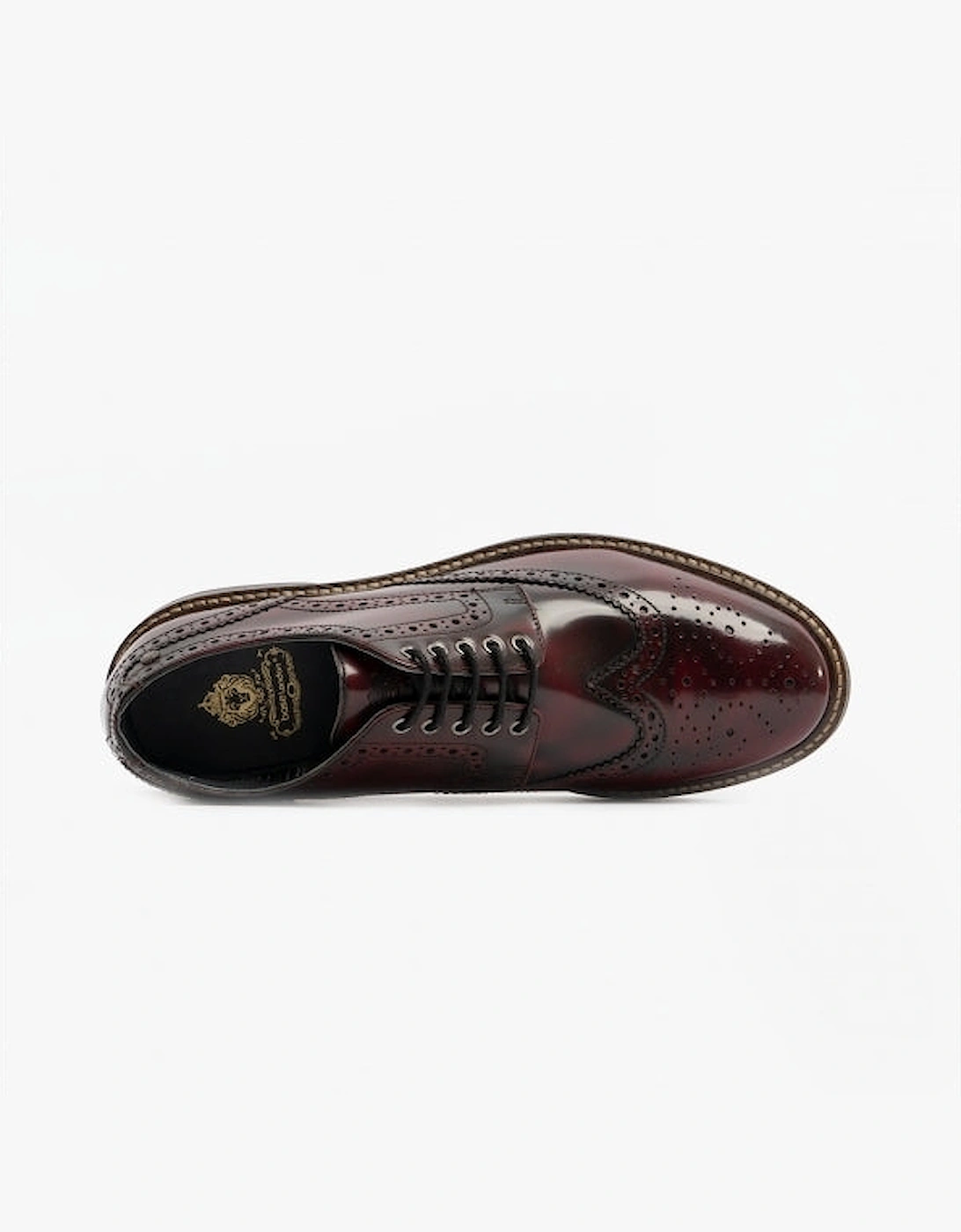 London WOBURN Mens Polished Leather Brogue Shoes Oxblood