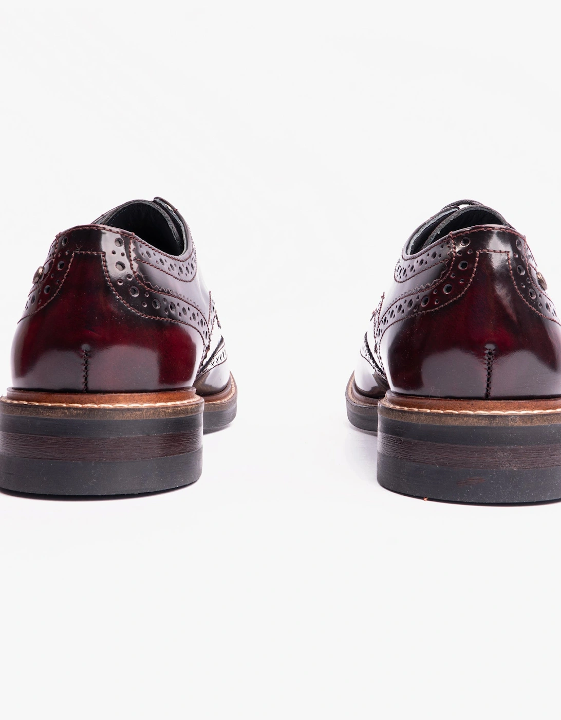 London WOBURN Mens Polished Leather Brogue Shoes Oxblood