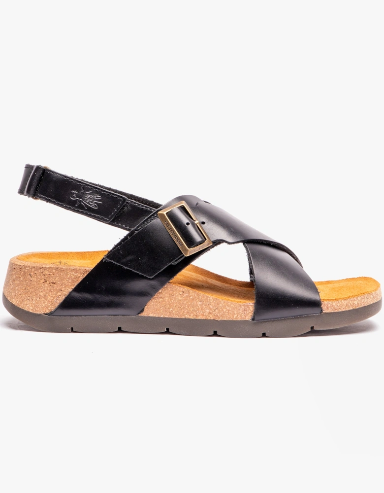 CHLO852FLY Womens Slingback Crossover Sandals Black