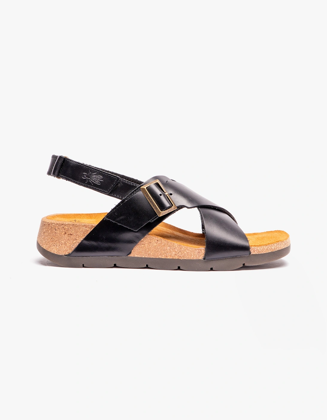 Fly London Women's Black Chlo852fly Slingback Crossover Sandals - Size: 6