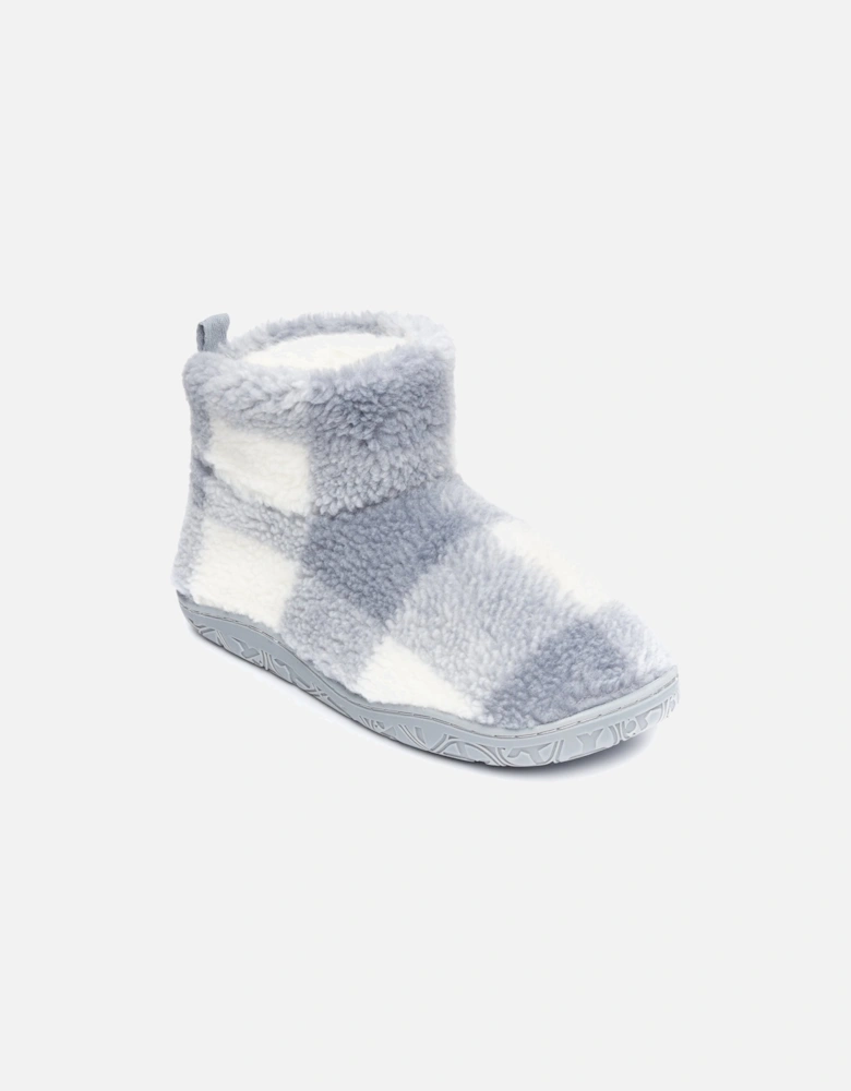 CELESTE Womens Slipper Boots Grey Check