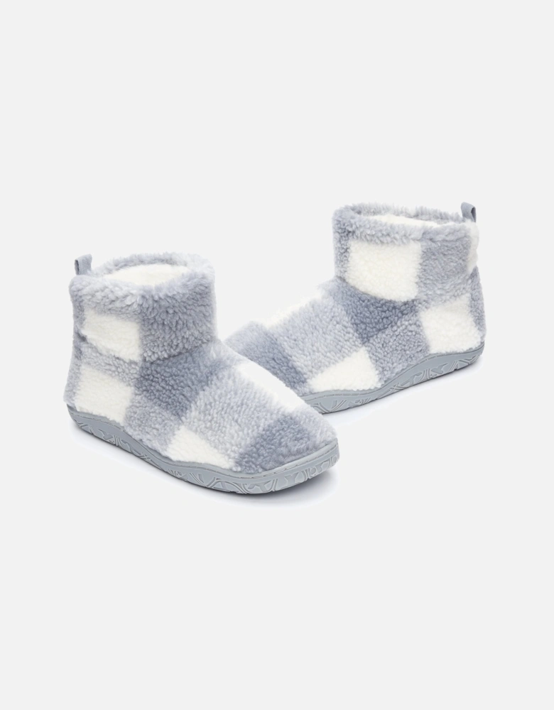 CELESTE Womens Slipper Boots Grey Check