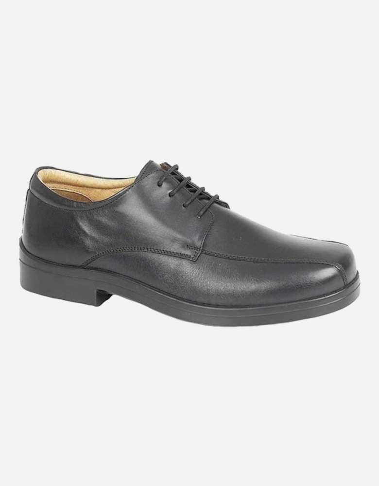 MILTON Mens Leather Tramline Gibson Shoes Black