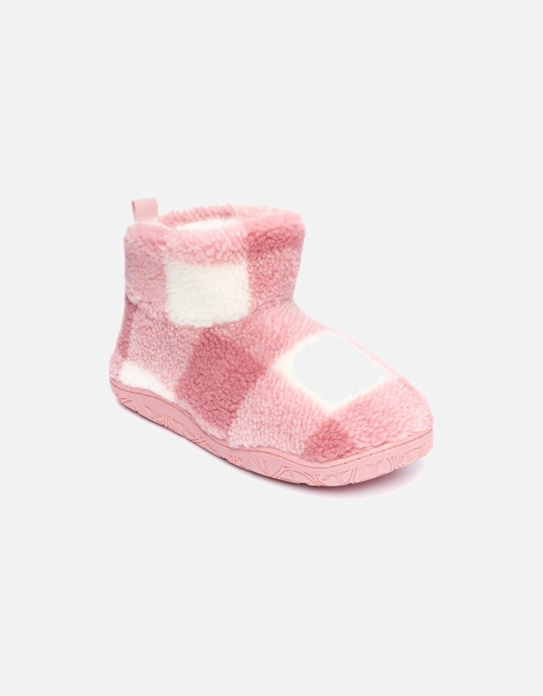 CELESTE Womens Slipper Boots Pink Check