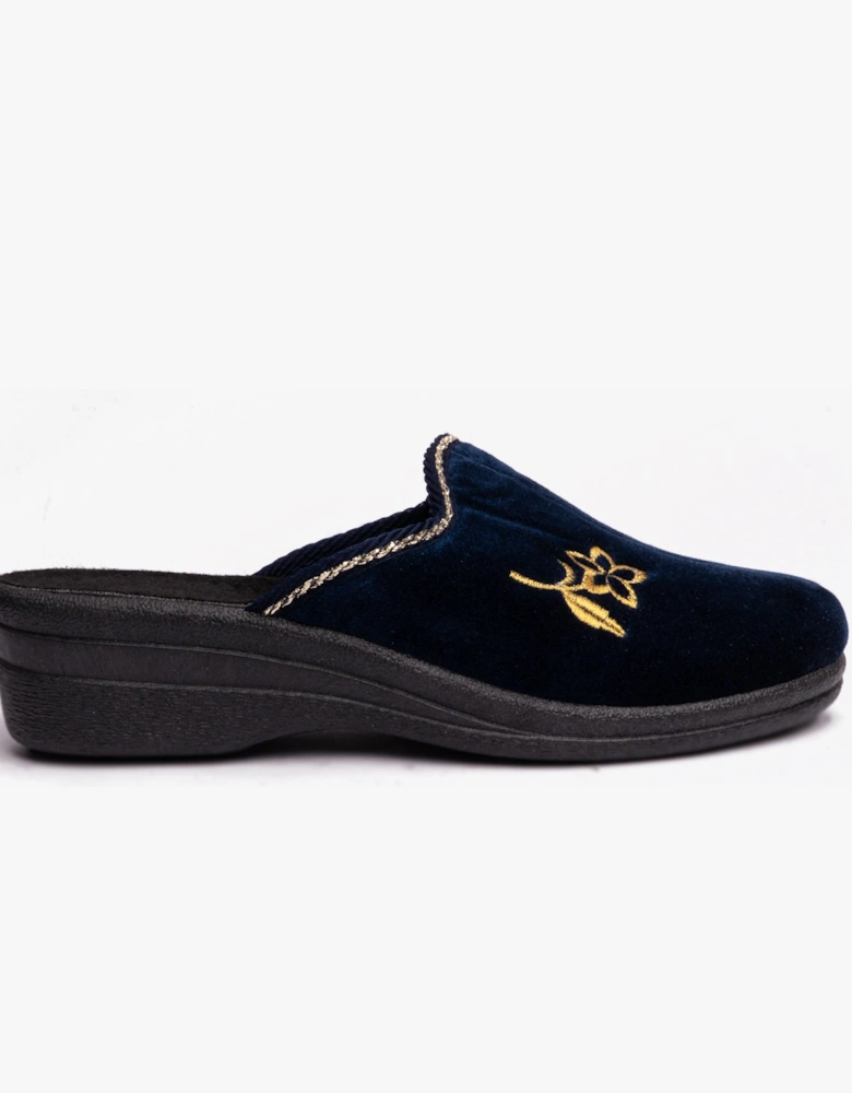 Jo & Joe HELEN Womens Wedge Heel Mule Slippers Navy