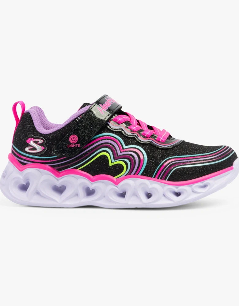 302689L/BKMT HEART LIGHTS - RETRO HEARTS Girls Trainers Black/Multi