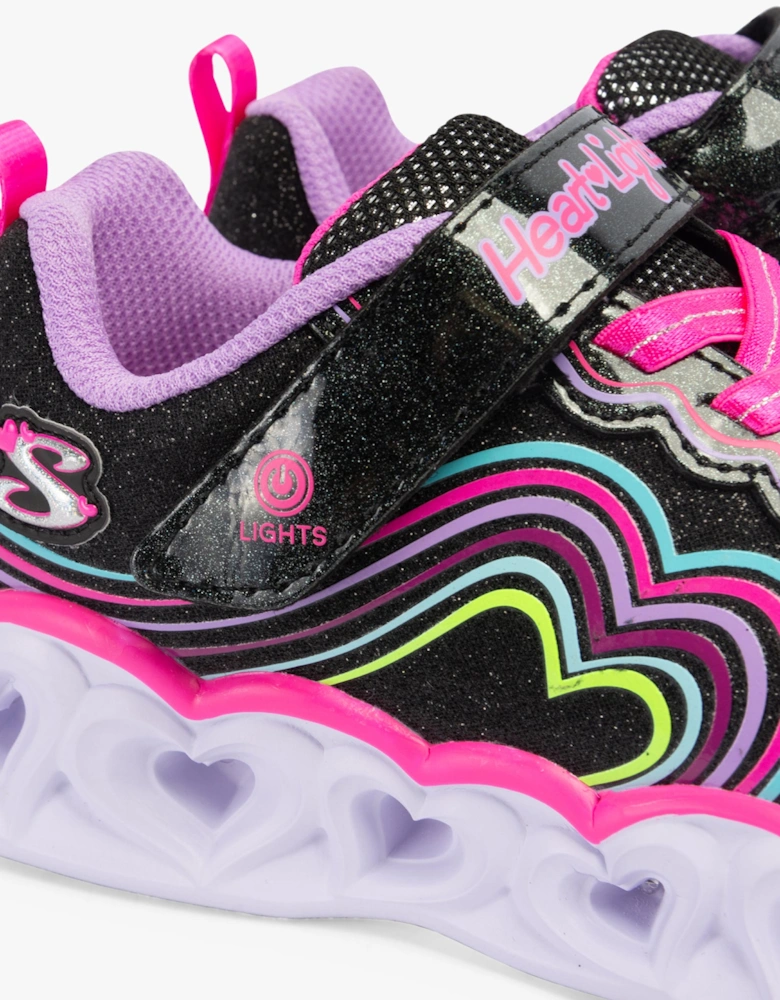 302689L/BKMT HEART LIGHTS - RETRO HEARTS Girls Trainers Black/Multi