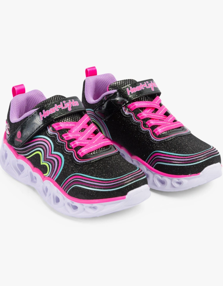 302689L/BKMT HEART LIGHTS - RETRO HEARTS Girls Trainers Black/Multi