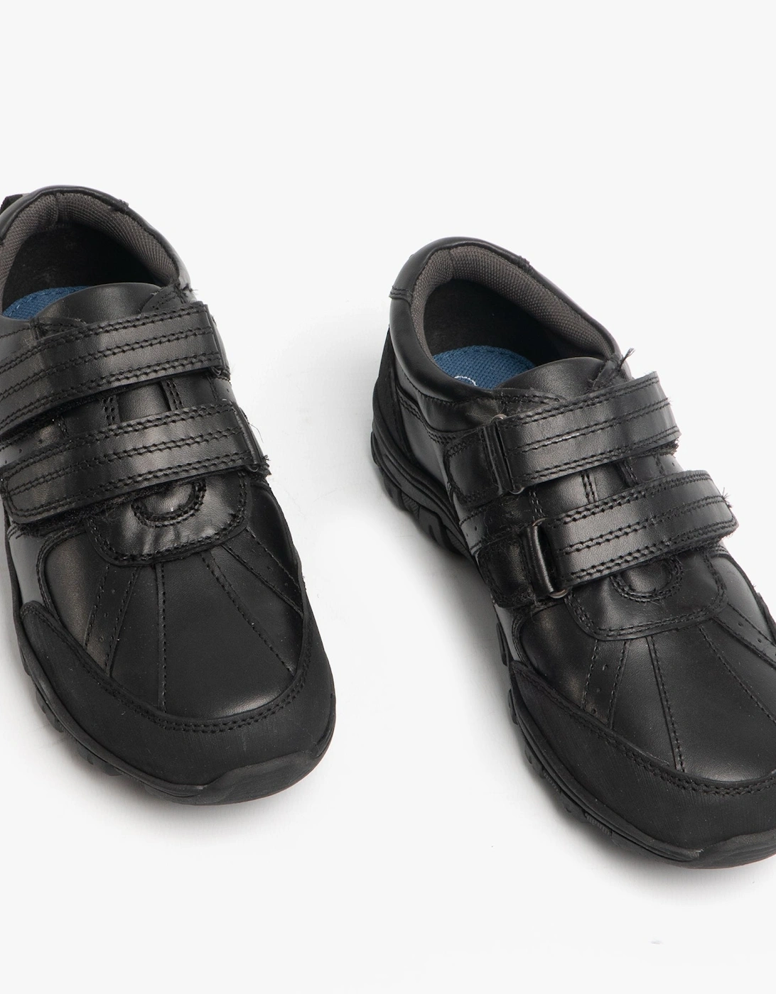 WILFRED Boys Black Leather Touch Fasten Shoes