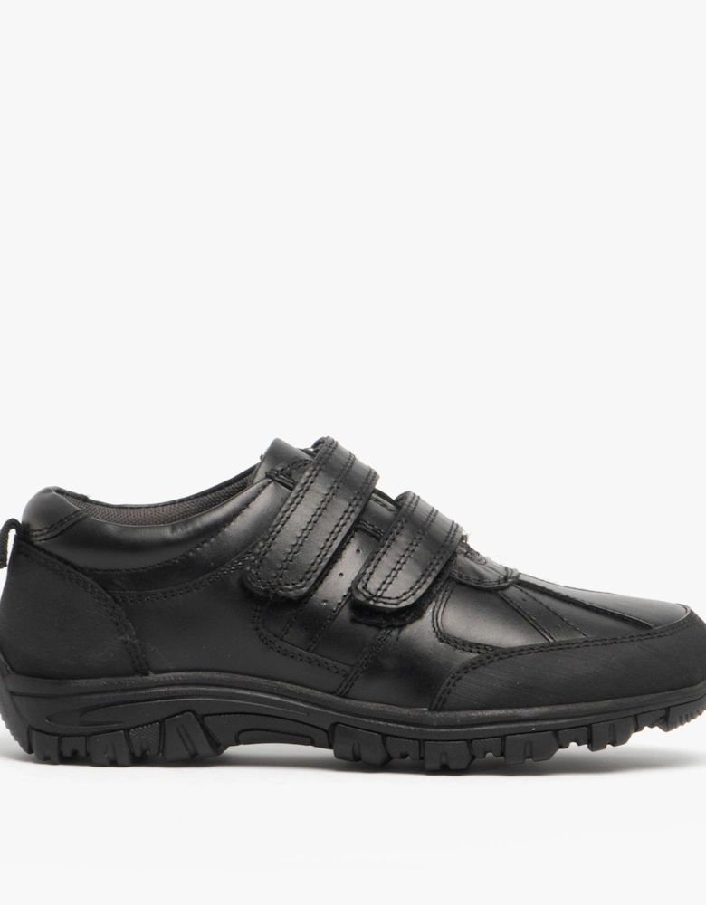 WILFRED Boys Black Leather Touch Fasten Shoes