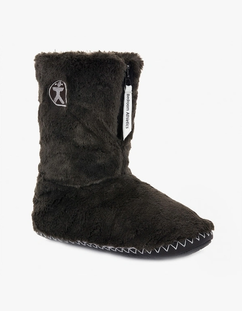 MARILYN Womens Faux Fur Boot Slippers Charcoal