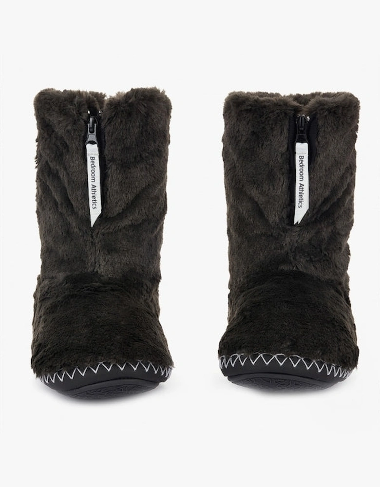 MARILYN Womens Faux Fur Boot Slippers Charcoal