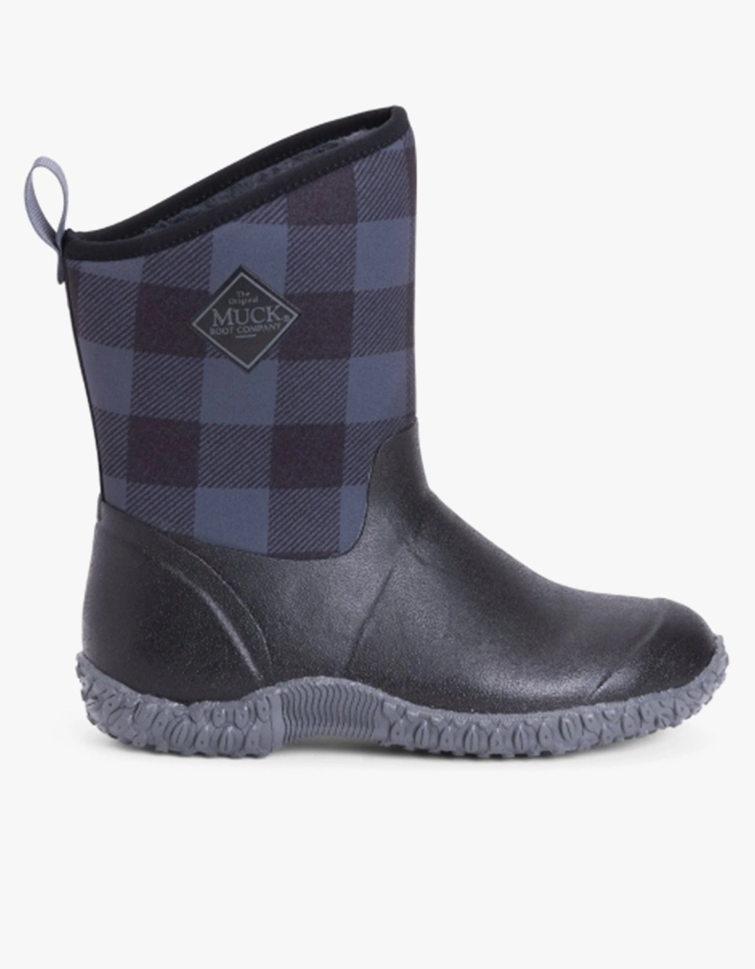 Women's Muck Boots MUCKSTER II MID Womens Rubber Boots Black/Grey Plaid - Size: 5