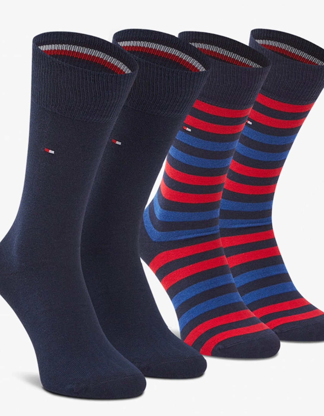 2 Pack  Mens Crew Stripe Socks Red/Navy