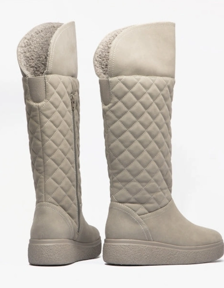 ARCHIE Womens Quilted Roll-Down Boots Grey