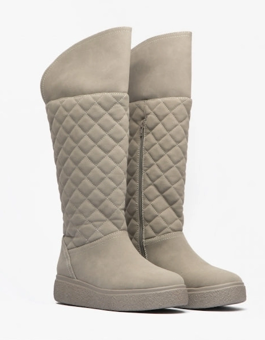 ARCHIE Womens Quilted Roll-Down Boots Grey