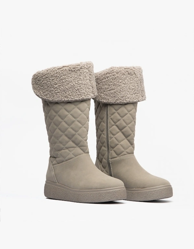 ARCHIE Womens Quilted Roll-Down Boots Grey