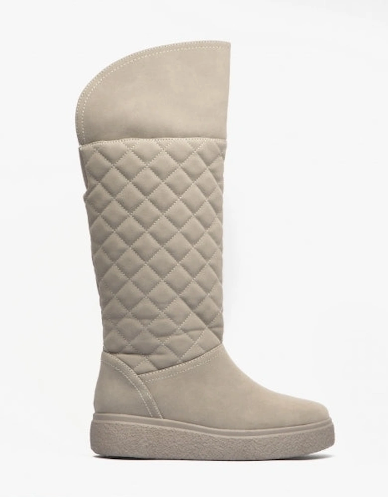 ARCHIE Womens Quilted Roll-Down Boots Grey