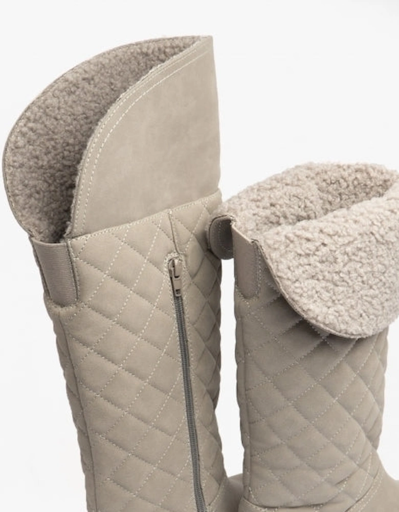 ARCHIE Womens Quilted Roll-Down Boots Grey