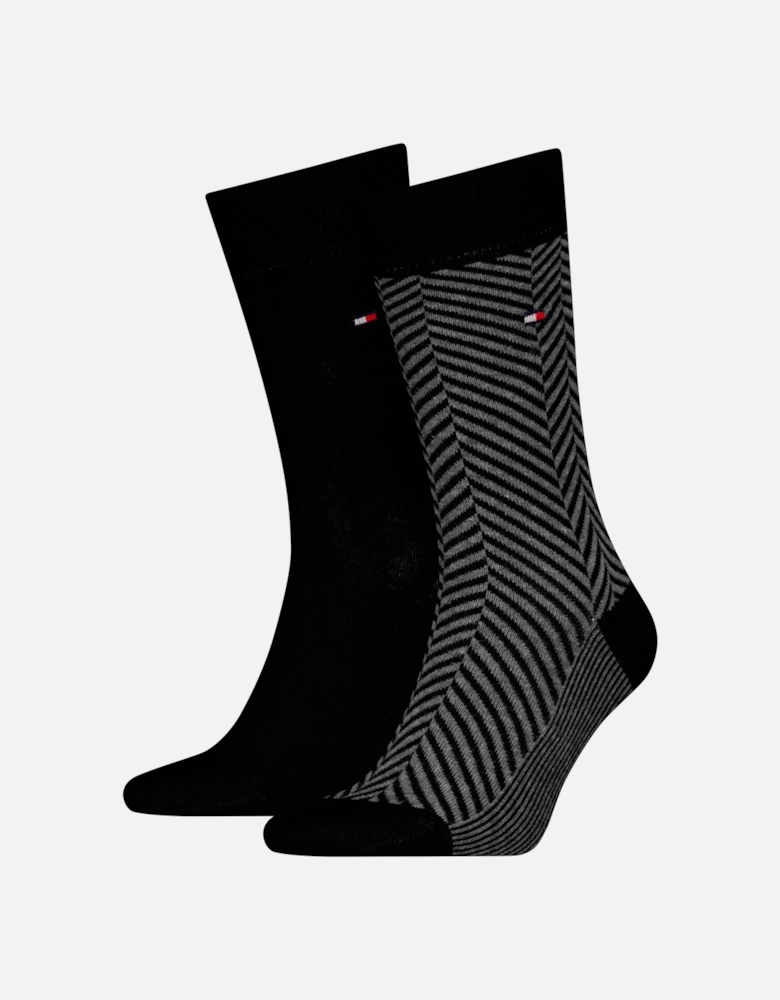 2 Pack Classic Mens Crew Socks Black/Grey