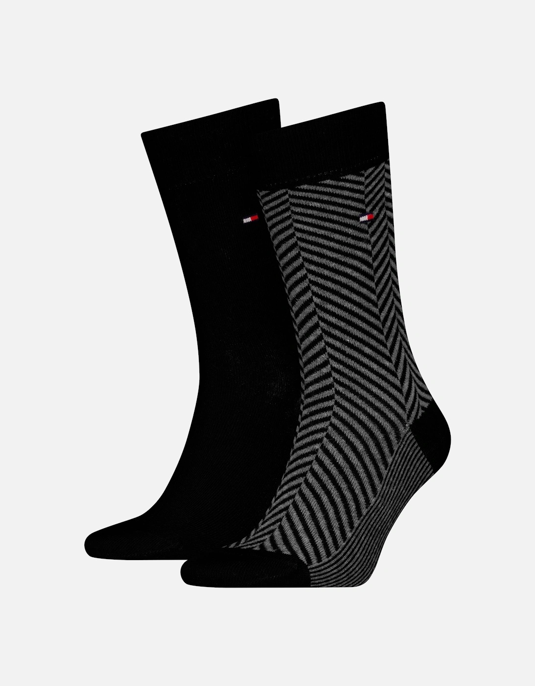 2 Pack Classic Mens Crew Socks Black/Grey, 3 of 2