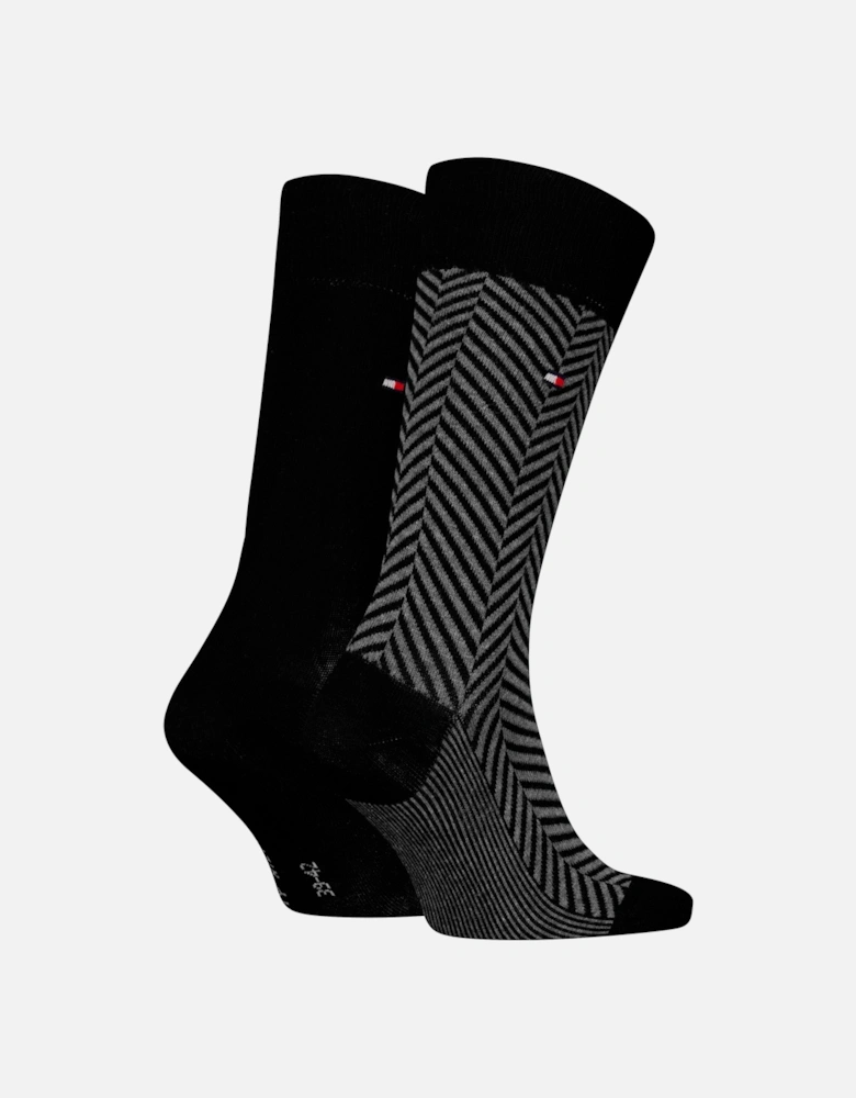 2 Pack Classic Mens Crew Socks Black/Grey