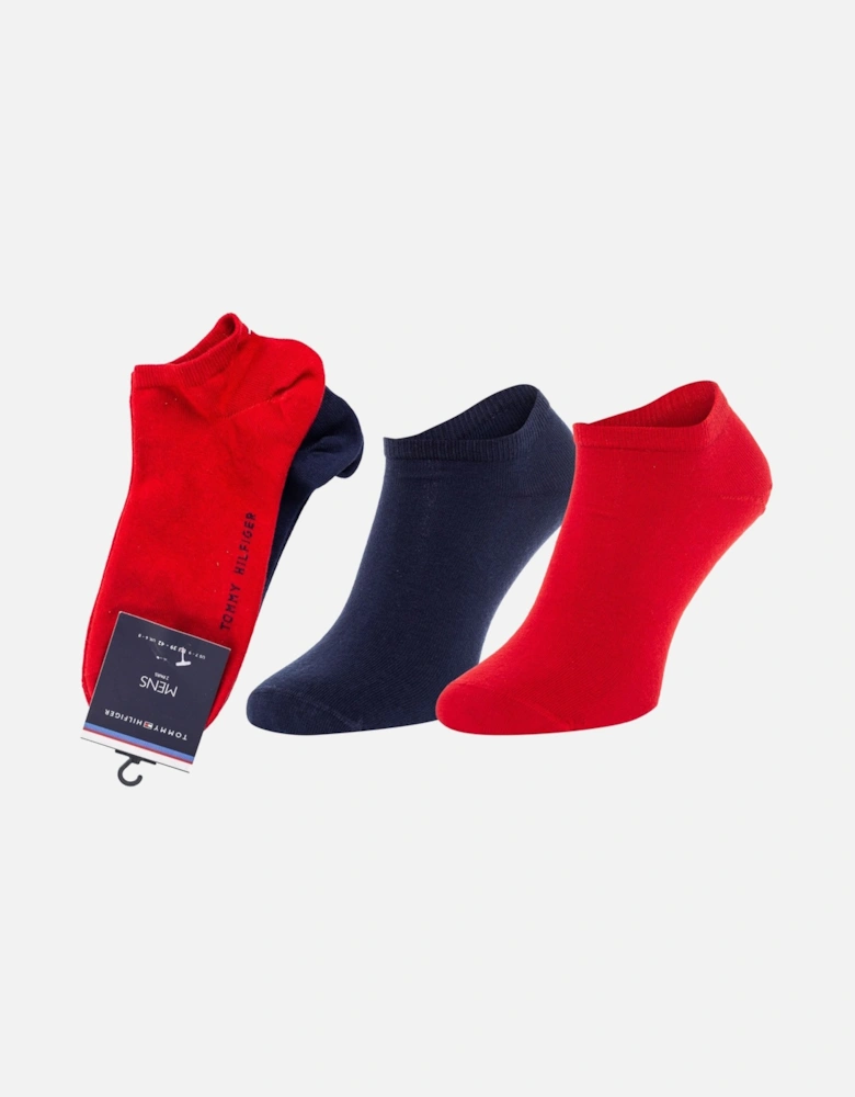 2 Pack Mens Ankle Socks Red/Navy