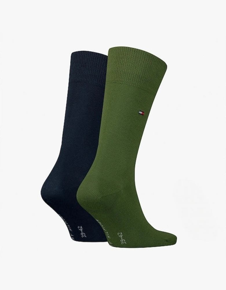 2 Pack Mens Crew Classic Socks Green