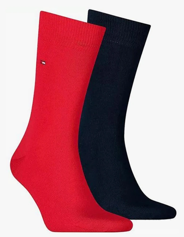 2 Pack Mens Crew Classic Socks Red/Navy