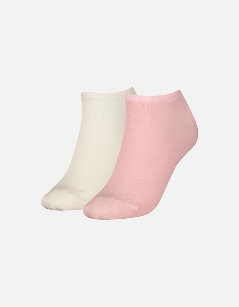 2 Pack Trainer Womens Ankle Socks Pink/White